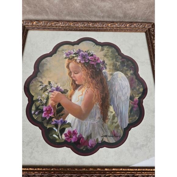 Home Interiors Little Girl Angel Laurie Snow Hein Print 17" x 17" Cherub - Picture 4 of 6